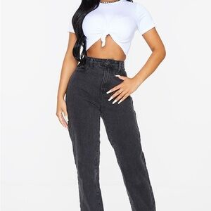 PrettyLittleThing Charcoal Straight Leg Jeans